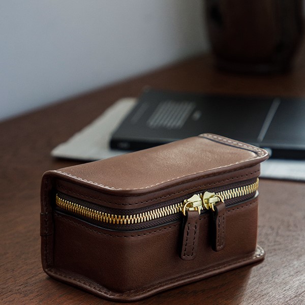 Coffret de voyage Urbano pour l’entretien des chaussures - Marron chocolat, Tsuchiya Kaban